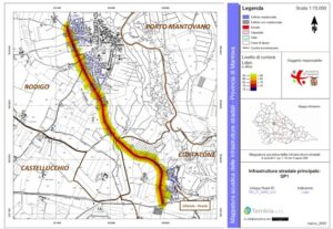 Rappresentazione degli isolivelli sonori per l'indicatore Lden (dB(A)) della Mappatura Acustica della Provincia di Mantova