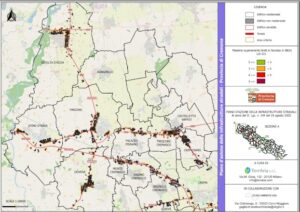 Rappresentazione del superamento dei limiti in facciata in dB(A) del Piano di Azione della Provincia di Cremona
